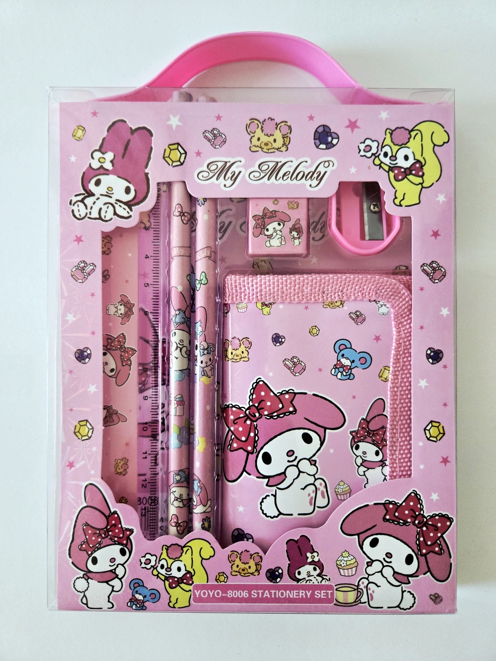6PC. My Melody Pink Kids Stationery Set w/ Wallet School Supplies Kit